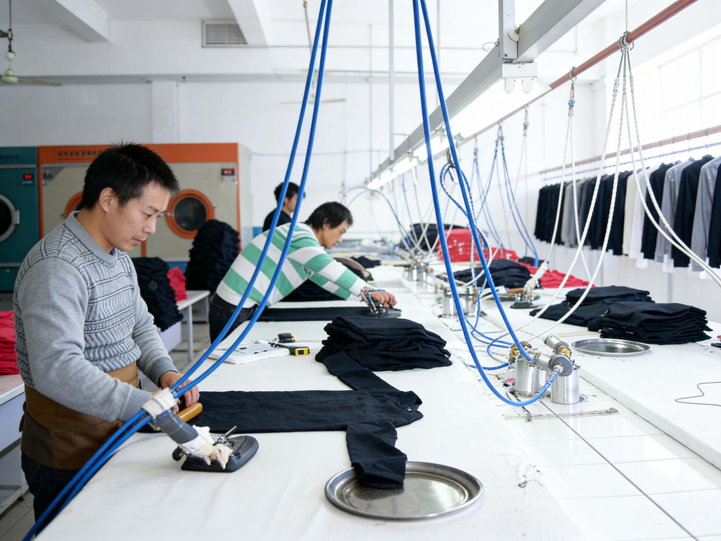 Finishing department for washing and pressing